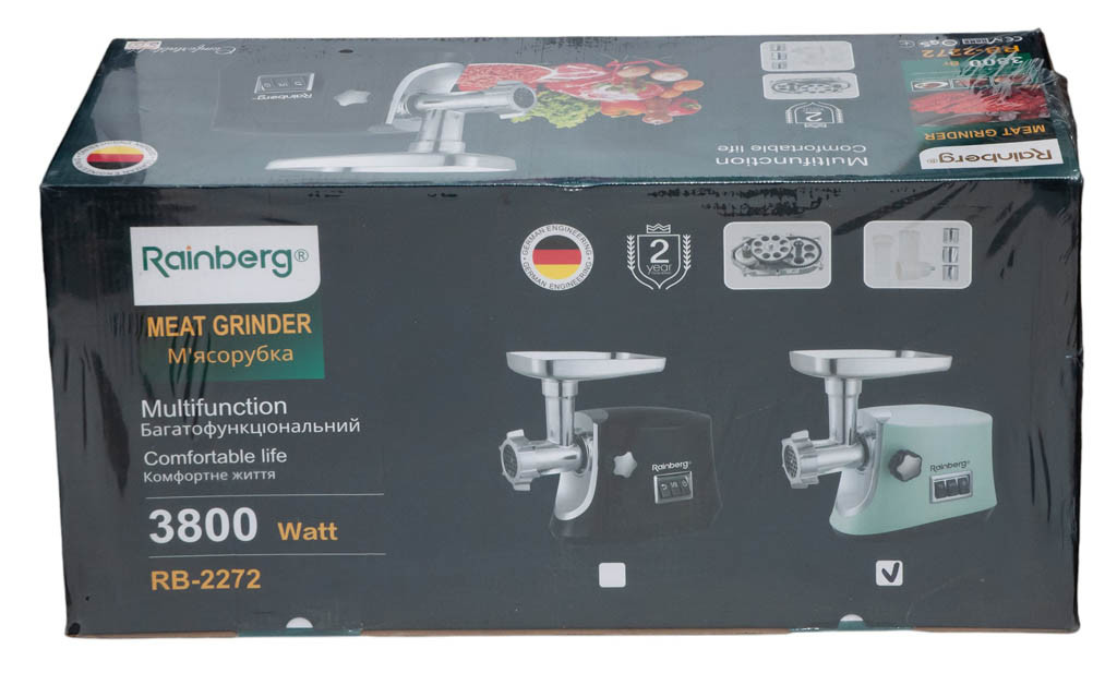М'ясорубка електрична Rainberg 3800W з насадками та реверсом RB-2272 - Зображення 2