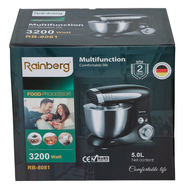 Кухонний комбайн Rainberg RB 8081, Тестоміс 1500 Вт - Зображення 2