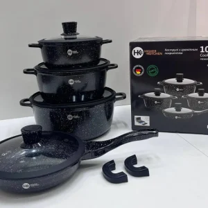 Набір казанів Higher Kitchen HK-324 10 предметів, сковорода з гранітним антипригарним покриттям
